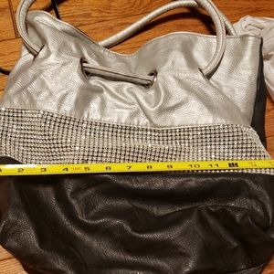 Silver and black shoulder bag